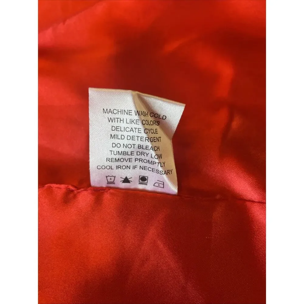 Berek NWT Tainted Whiskers Faux Fur Vest Red Satin Lining Black & White Size L - Picture 9 of 10